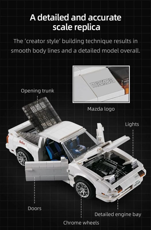 CaDA Mazda FC3S RX-7 Bianco C61022W - Kit Auto Da Corsa In Scala Da Costruire, Modellismo Fai Da Te